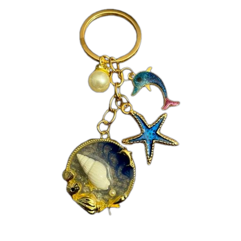 Dolphin and Starfish Goldtone Keychain/Handbag Charm